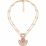 Maya Pink Polki layered necklace set
