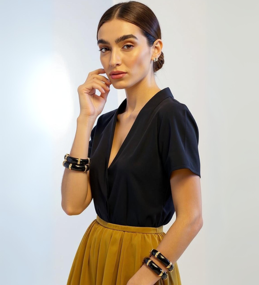 Midnight Stud Glass Bangles 1 Pair
