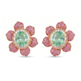 Raani Baag Pink Ruby Flower with CZ and Mint green Set