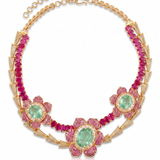 Raani Baag Pink Ruby Flower with CZ and Mint green Set