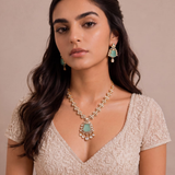 Noor Mint Green Polki Pendant Set