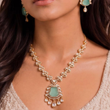 Noor Mint Green Polki Pendant Set
