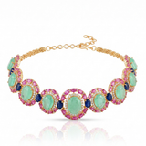 Raani Baag Oval Pink Ruby and Sapphire Choker Set