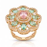 Fairy CZ Ring with Mint Green and Pink Stones