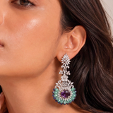 Royal Bloom Amethyst and Mint Green Earrings