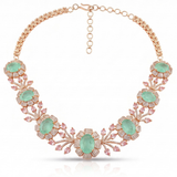 Bageecha Diamond Pink and Mint Green Choker Set