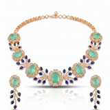 Bageecha Diamond Sapphire and Mint Green Choker Set