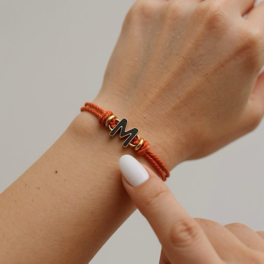 Black M Enamel Bracelet
