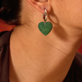 Diamond Heart Hoops (Green)