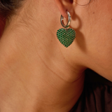 Diamond Heart Hoops (Green)