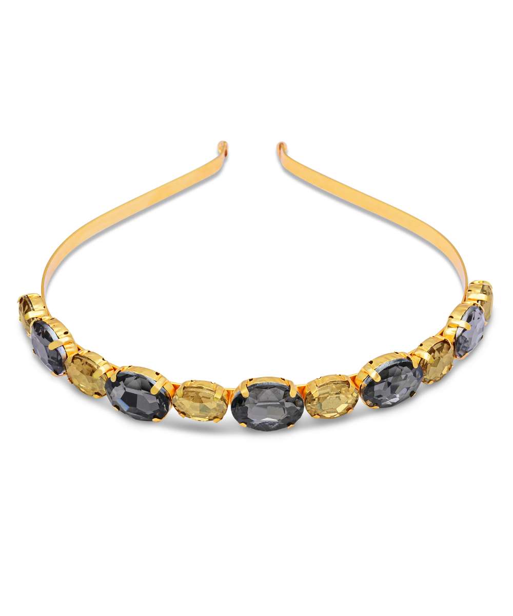 Gold & Black Oval Rhinestone Hairband