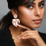 Crushed Heart Rose Gold Earrings