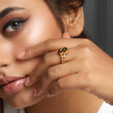 Signature Initial Black Enamel Ring