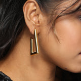 Gold Oro Triangle Hoops