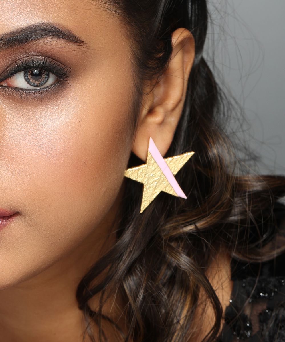 Kinjal Bhanushali wearing MNSH Candy Star Lilac Earrings