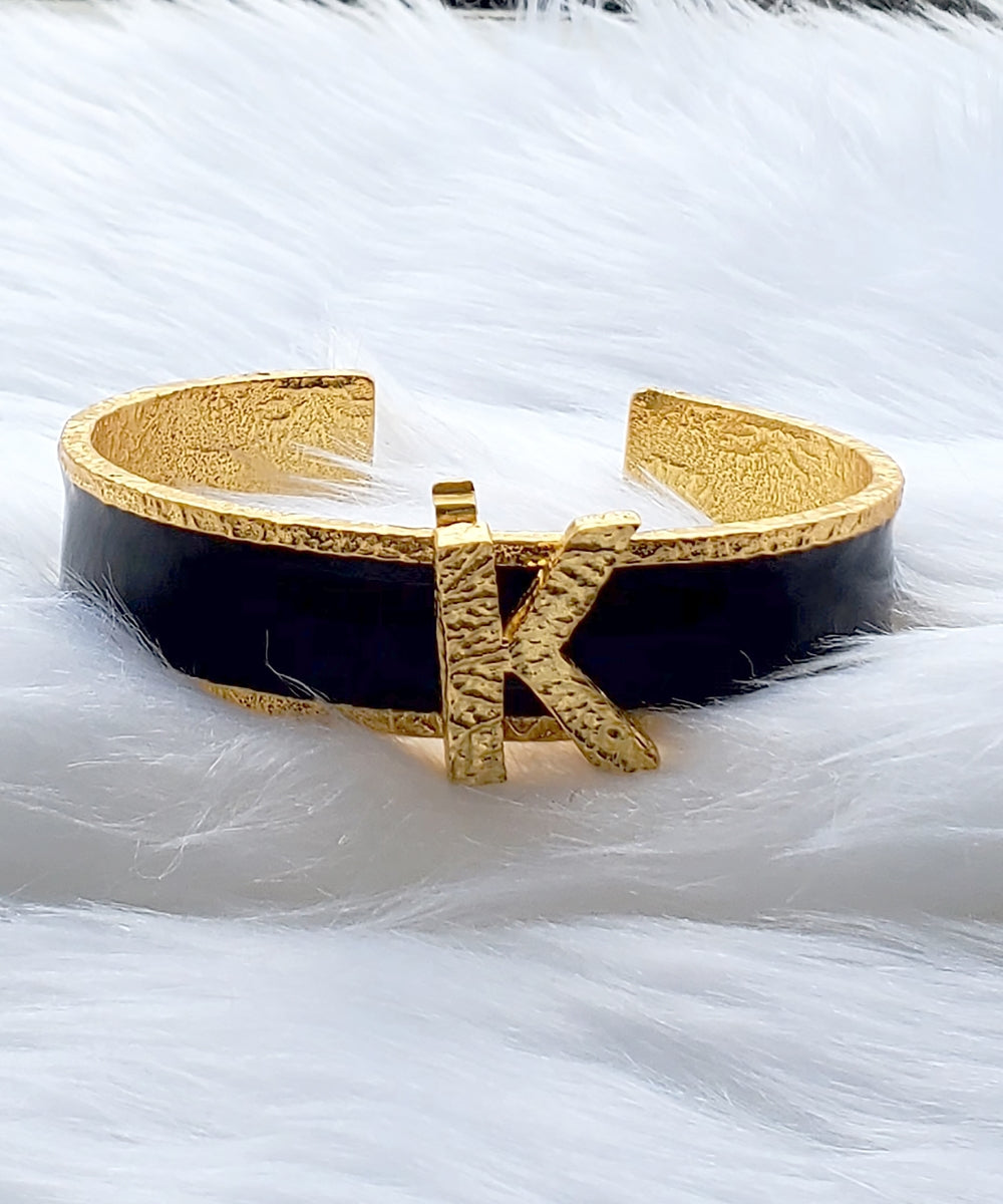 Signature Black Initial Cuff