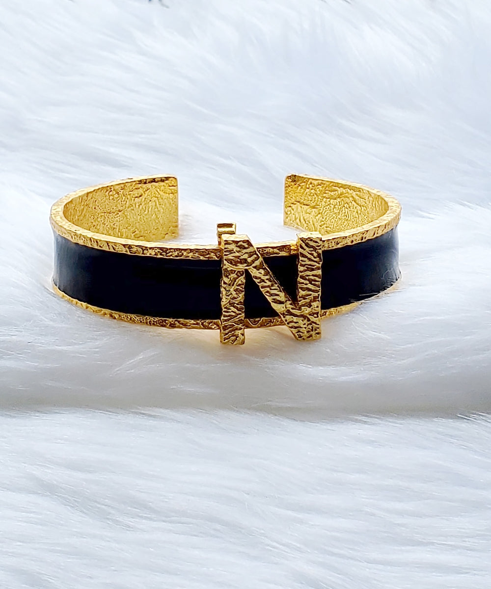 Signature Black Initial Cuff