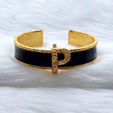 Signature Black Initial Cuff