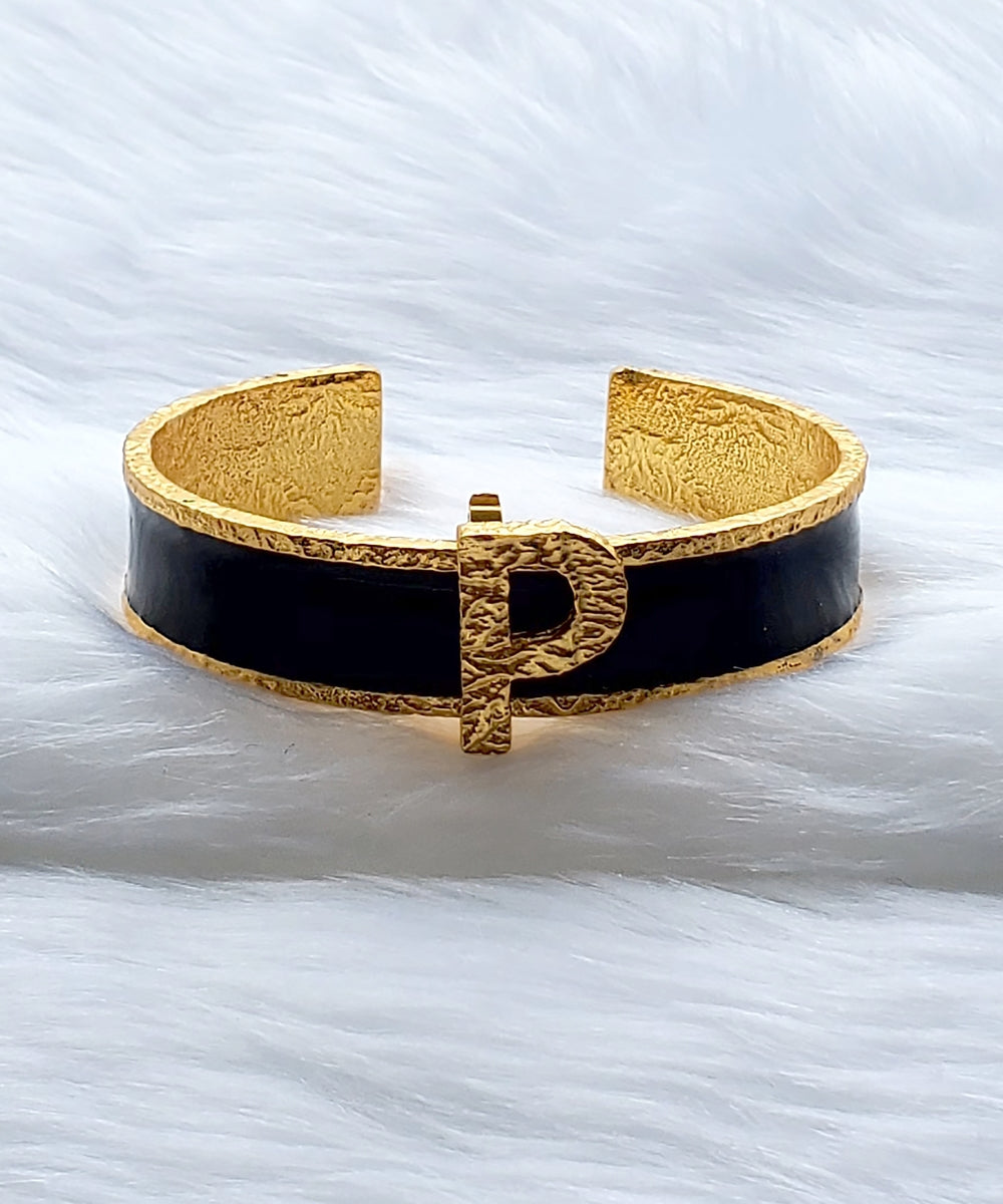 Signature Black Initial Cuff