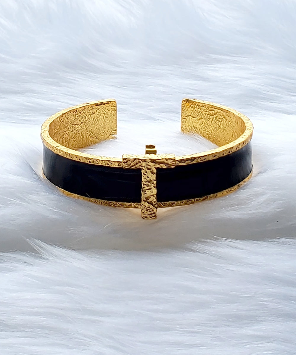 Signature Black Initial Cuff