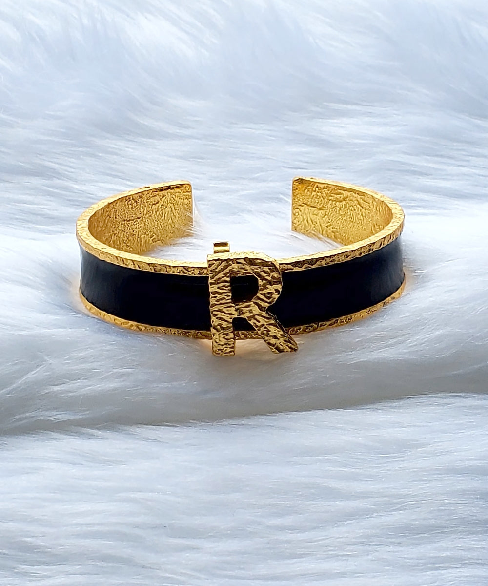 Signature Black Initial Cuff