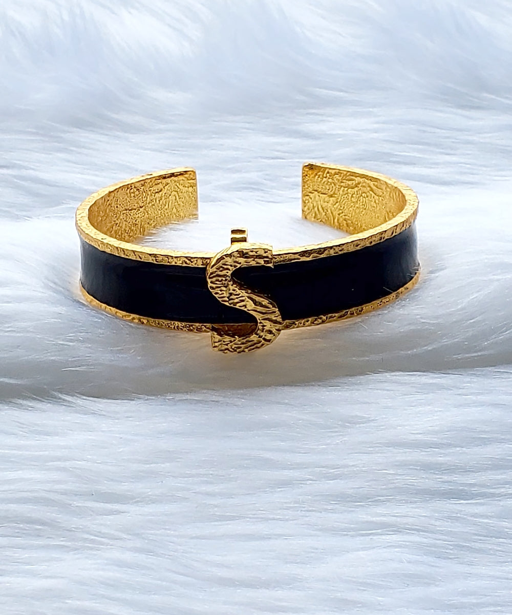 Signature Black Initial Cuff