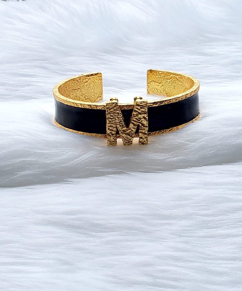 Signature Black Initial Cuff