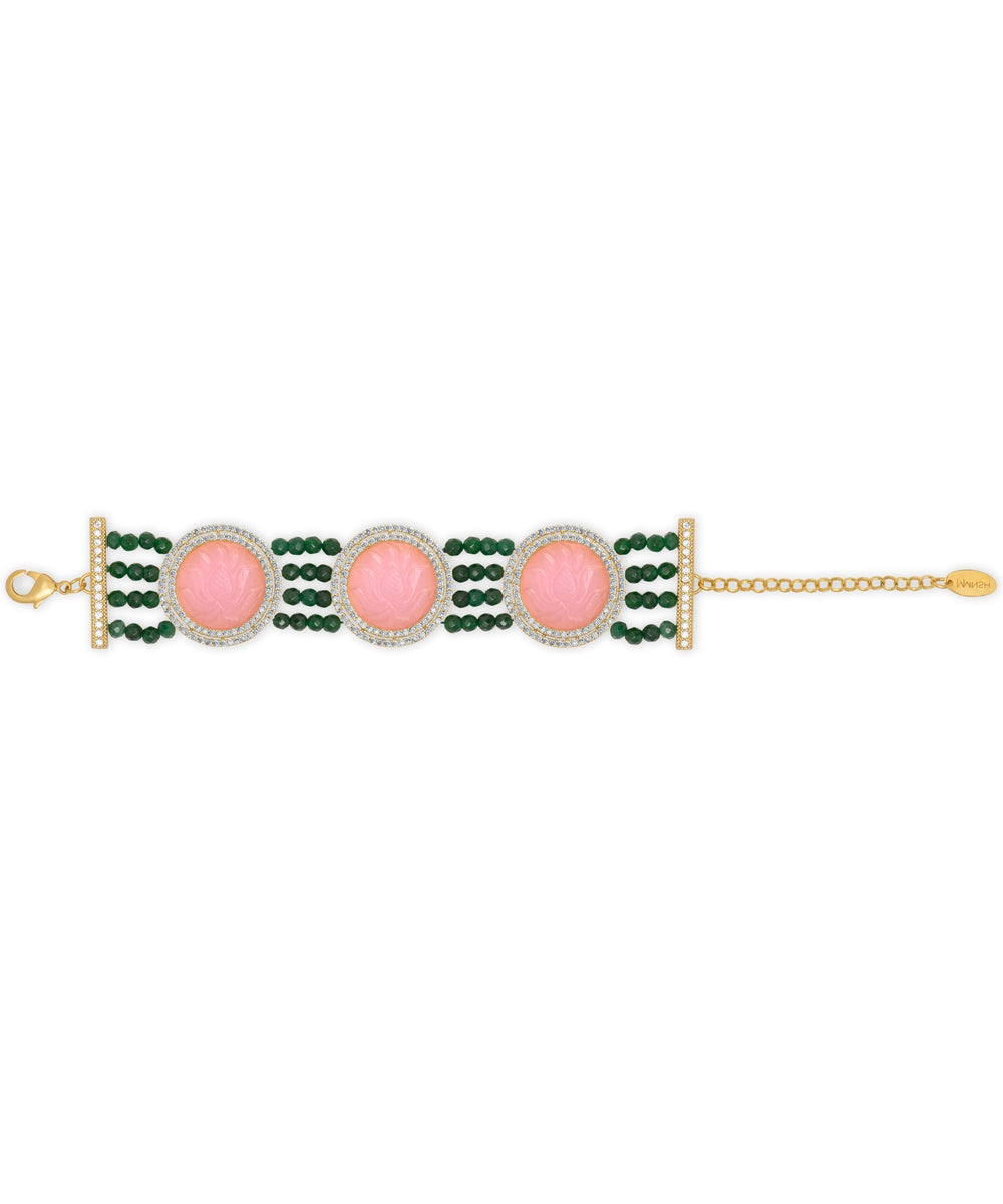 Royal Lotus Rose Quartz Bracelet