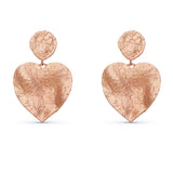 Crushed Heart Rose Gold Earrings