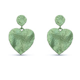 Mini Crushed Heart Green Earrings