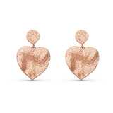 Mini Crushed Heart Rose Gold Earrings