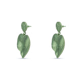 Mini Crushed Heart Green Earrings
