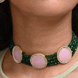 Royal Lotus Rose quartz Choker
