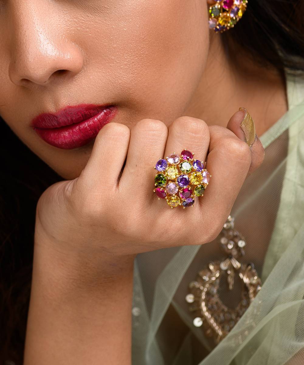 Bauble Crystal Multi Color Ring