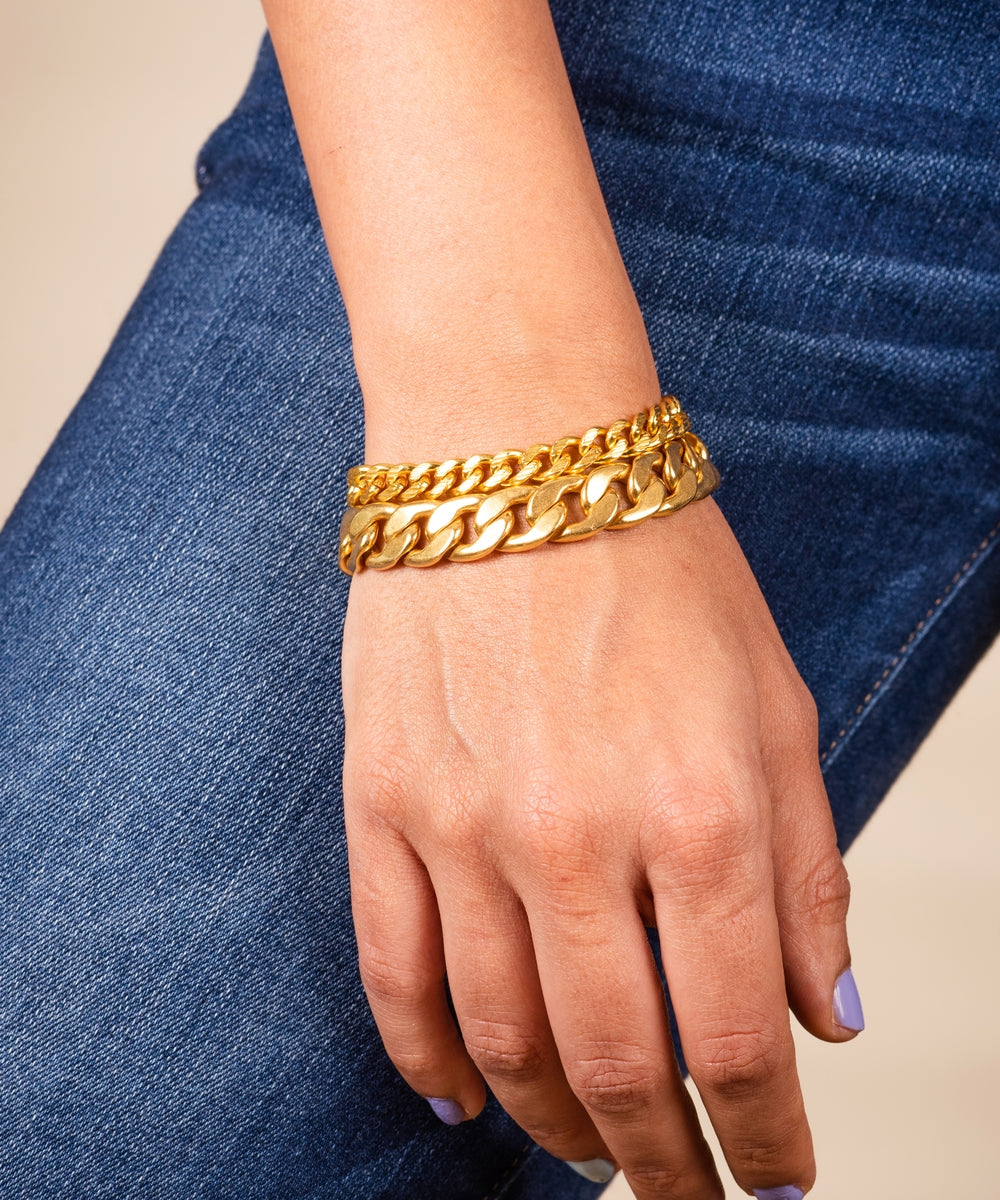14K Yellow Solid Gold Mens Double Cuban Link Bracelet 23 mm – Avianne  Jewelers