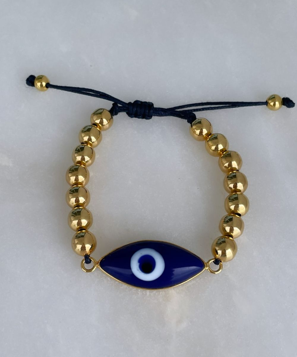 Blue Evil Eye Bracelet In Gold
