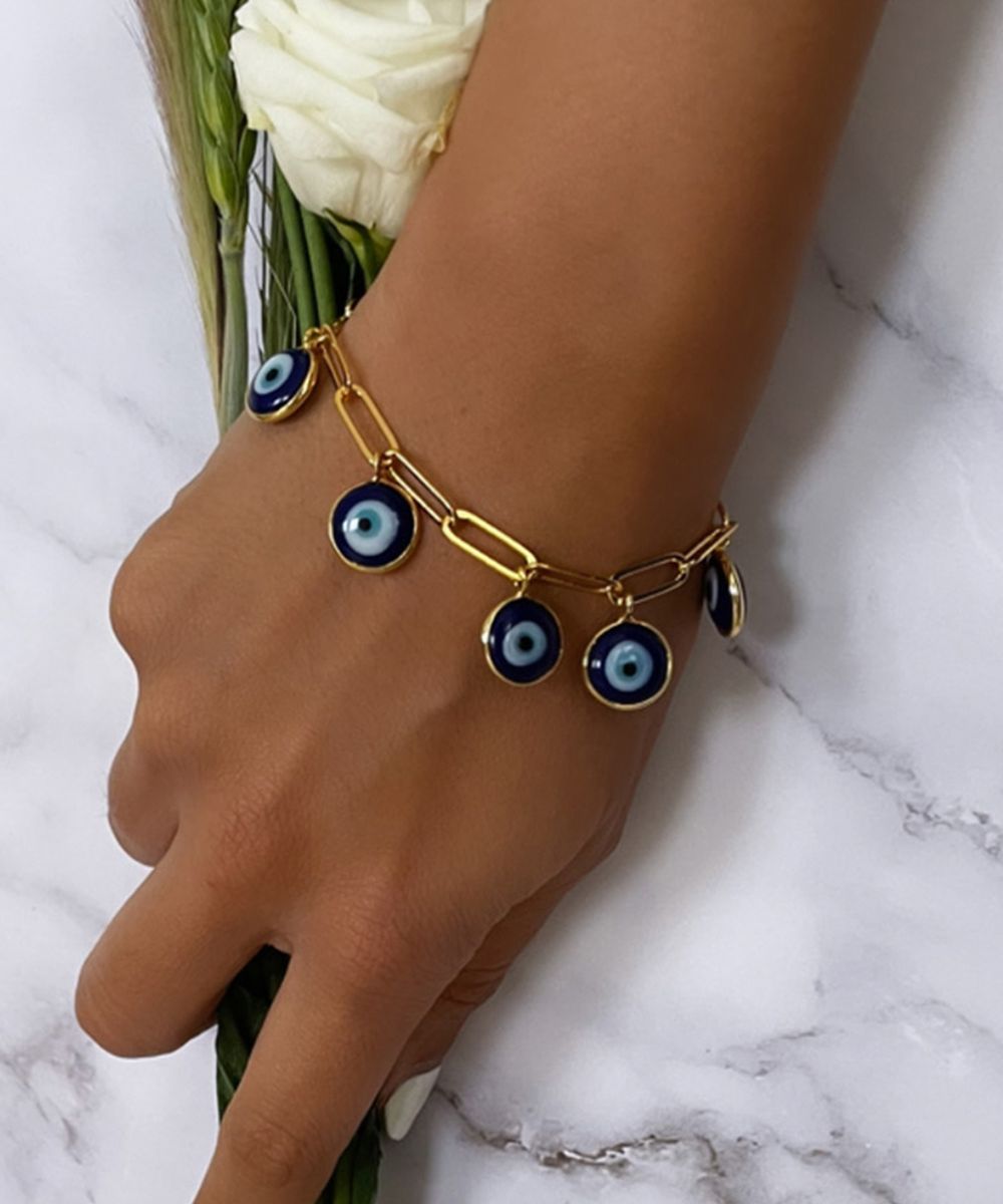 Link bracelet evil on sale eye bracelet gold