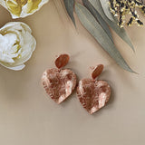 Mini Crushed Heart Rose Gold Earrings