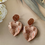Crushed Heart Rose Gold Earrings