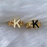 Signature Initial Black Enamel Ring