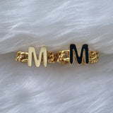 Signature Initial Black Enamel Ring