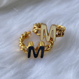 Signature Initial Black Enamel Ring