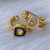 Signature Initial Black Enamel Ring