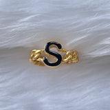 Signature Initial Black Enamel Ring