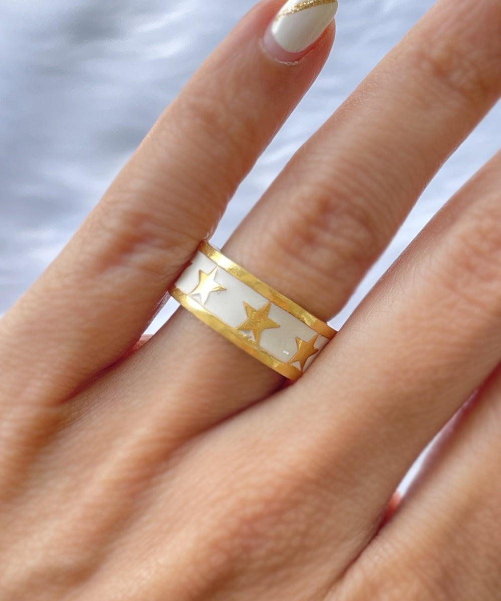 White Candy Star Ring