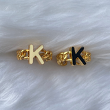 Signature Initial Black Enamel Ring