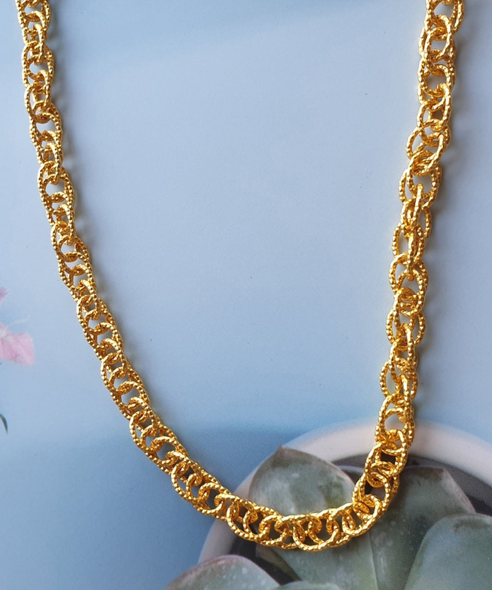 Interlink 14KT Gold Polished Sterling Silver Necklace – TIN HAUS®