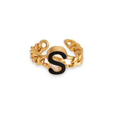 Signature Initial Black Enamel Ring